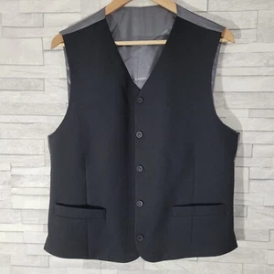 Mens VINTAGE Waistcoat Grey Pinstriped Chest 42 Wool Blend Silver Lining Formal - Picture 1 of 9