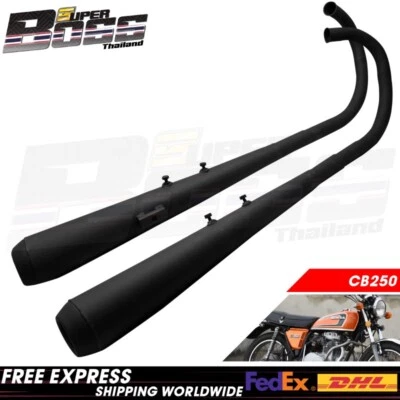 Exhaust Muffler Set High Quality Black ***PT Style*** For HONDA CB250/350 - Image 1 of 4