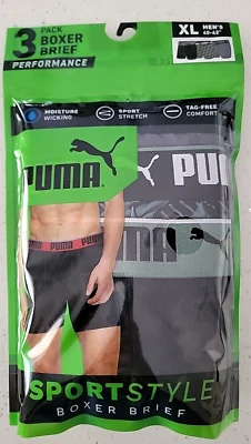 Nuevo paquete de 3 calzoncillos boxer elásticos Puma XL Performance estilo deportivo verde negro para hombre Foto 1 de 4