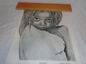 Poster da disegno ragazza afroamericana VINTAGE stampa USAWA 1975 "Il nostro futuro" - Foto 1 di 5