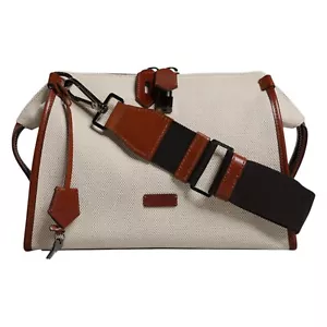 DOLCE & GABBANA Bag Beige Brown Cotton Leather Duffle Shoulder Borse RRP 1790usd - Picture 1 of 10