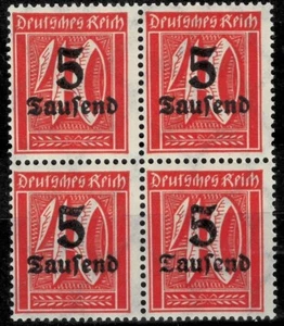 Germany Weimar Republic 1923 ☀ Block with overprint error  Mi 277 ☀ MNH - Picture 1 of 3