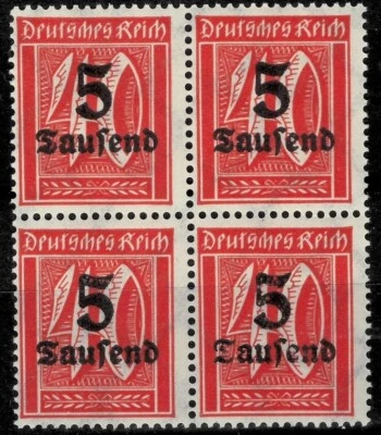 Germany Weimar Republic 1923 ☀ Block with overprint error  Mi 277 ☀ MNH - Image 1 of 3