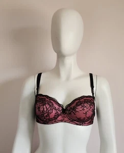 Dita Von Teese Ladies Luxe Black Pink Balconette Bra Size 12B V59883 Cut Tag - Picture 1 of 5