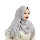 Fashion Women Feather Hijab Scarf Turban Shawl Long Headscarf Wrap Stoles Cover