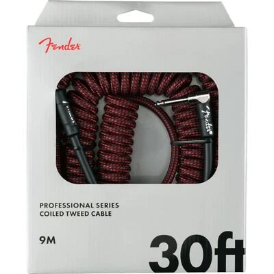 Cable de guitarra Fender Professional Series 30 pies ángulo recto en espiral, tweed rojo Foto 1 de 4