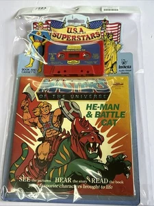 LIBRO Y CASETE VINTAGE 1983 MAESTROS DEL UNIVERSO HE MAN & BATTLE CAT ~ NUEVO - Imagen 1 de 4