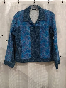 Unbranded Woman's 19x22 Blue Cotton Long Sleeve Snap Up Collared Jacket - Picture 1 of 6