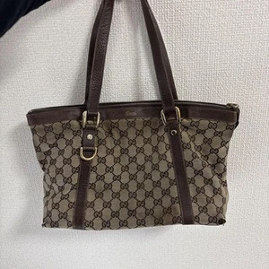 GUCCI Vintage GG Shoulder Bag Canvas Brown Authentic F04161039 - Picture 1 of 24