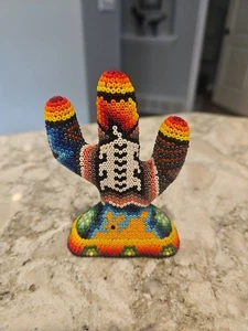 Vintage Huichol kleine Perlen Kaktus Figur - Bild 1 von 6