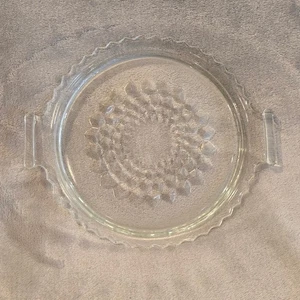 Vintage Clear Glass Serving Plate Tray with Handles Scalloped Edge 7.25" - Picture 1 of 2