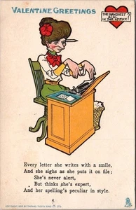 Tuck's VINEGAR VALENTINE Greetings Postcard Secretary / Typist - 1907 OH Cancel - Picture 1 of 2