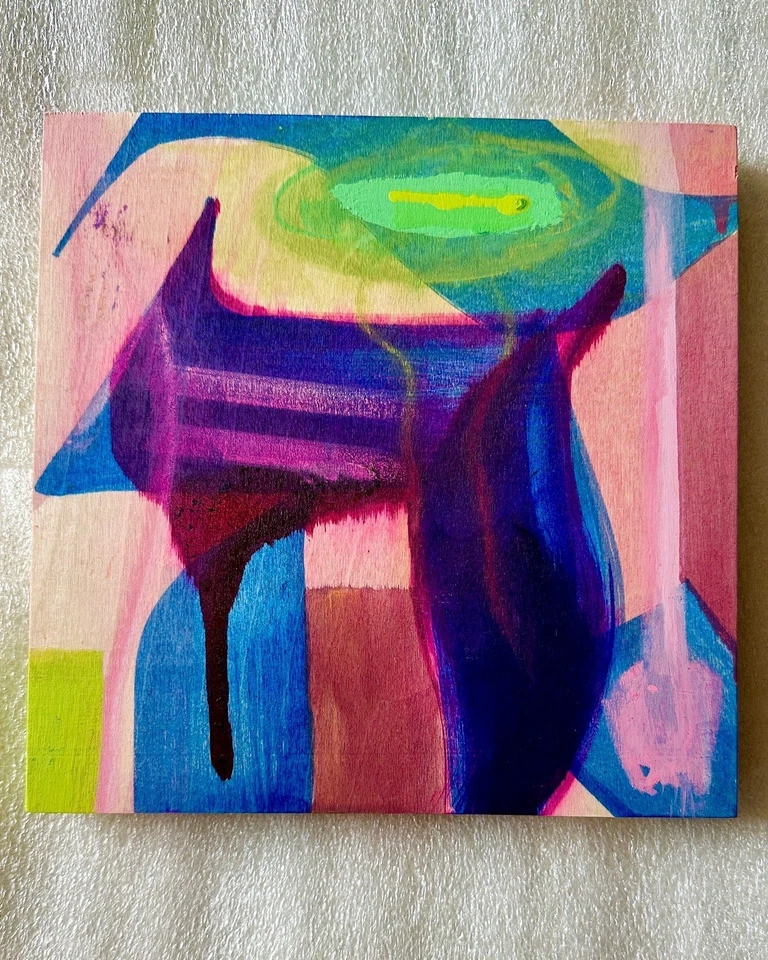 Pintura Original Bellas Artes-Abstracta-Caligrafía-Graffiti-8x8-Tablero de Madera de Galería Foto 1 de 4