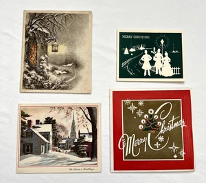 4 Christmas Cards VINTAGE Unbranded Unused WITH Names NO Envelopes 1949 - 1952 - Picture 1 of 14