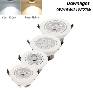 Dimmable LED Recessed Ceiling Downlight Spot Light Lamp Fixture Round 9W 12W 15W - Picture 1 of 11