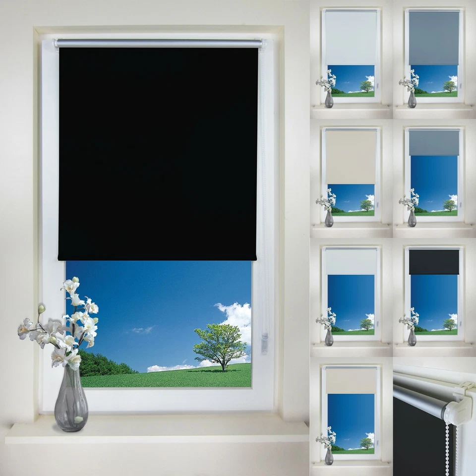 Thermo Rollo Klemm Verdunklungsrollo ohne Bohren Klemmrollo Fenster-rollo Fix - Bild 1 von 4