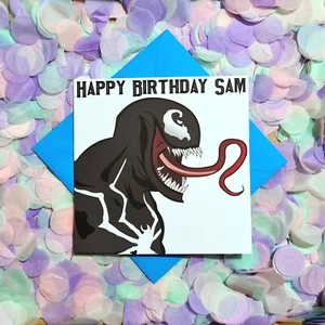 Lustige personalisierte, Venom, Marvel Geburtstagskarte. Perfekt für Wunderliebhaber - Bild 1 von 6