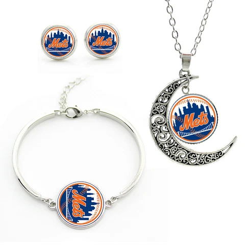 M77 New York Mets team logo set -necklace, bracelet, earrings Cover