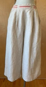 YUVITA 100% Linen beige Wide Leg Cropped Pants Size S EUC! - Picture 1 of 11