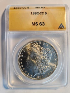 1882-CC $1 Morgan Silver Dollar Carson City Minted ~ Anacs Certified MS63 - Picture 1 of 2