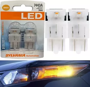 Sylvania Premium LED Light 7443 Amber Orange Two Bulbs Front Turn Signal EO Fit - Picture 1 of 12