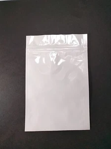 (25) 4 in X 6 in Mylar Foil Pouch White Plastic Flat Zip Bag Aluminum Plating - Picture 1 of 7