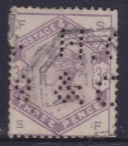 1880's Great Britain GB QV Victoria 3d Lilac H.G. & Co. Perfin - Imagen 1 de 1