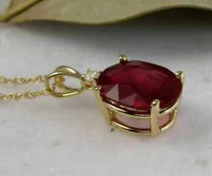 2.00 Ct Oval Cut Pink Ruby Simulated Solitaire Pendant Necklace 14K Gold Plated - Picture 1 of 3