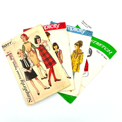Lot of 4 VTG Simplicity 1960s  MCM Child Girl Clothing Patterns - Image 1 of 4