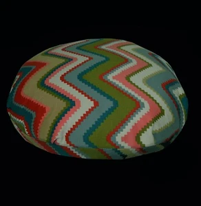 LL403n Lt Olive Pink Red Zig Zag Cotton Round Cotton Cushion Cover/Pillow Case - Picture 1 of 5