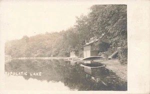 Postal LP19 Medway Massachusetts Populatic Lake Pond 1910 RPPC - Imagen 1 de 2