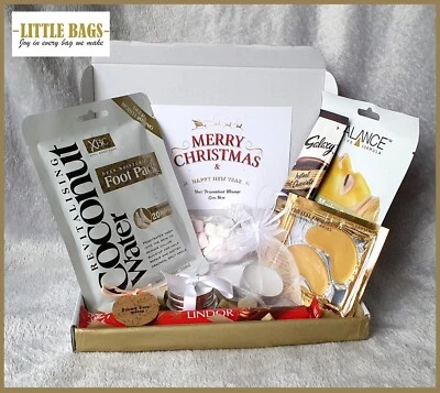 LITTLE BAGS PERSONALISED CHRISTMAS HAMPER PAMPER FOR HER XMAS SECRET SANTA GIFT CARE BOX