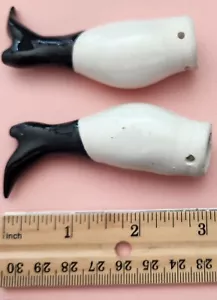 Vintage 3" Glazed China Legs with Black Pointy Boots for China Head Doll -It#43 - Picture 1 of 6