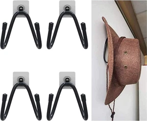 4 Packs Wall Mount Black Cowboy Hat Rack Holder Hanger Hooks for Display Gift - Picture 1 of 11