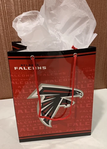 Atlanta Falcons NFL 7 3/4 Inch X 9 3/4 Inch Glossy Gift Bag W/ White Gift Paper! Cover