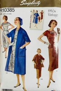 SIMPLICITY R10385 SIZES 6 8 10 12 14 RETRO 50s COAT & DRESS *UNCUT/FF - Picture 1 of 3
