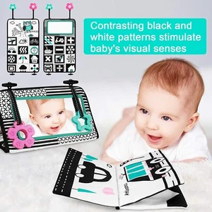 Tummy Time Mirror Flip Floor Mirror Baby Black and White Sensory Toy 0-12 months - Picture 1 of 8