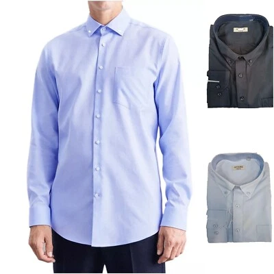 Camicia Uomo Manica Lunga 100 Cotone Taglie Forti 45 46 47 48 49 50 Blu Celeste - Immagine 1 di 4