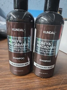 Lote de 2 botellas de champú natural para cabello Kundal Blackberry Bay y rosa inglesa - Imagen 1 de 2