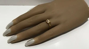 Vtg Solid Delicate 10K Yellow Gold Ring w/ 2 CZ Stones size 7.5 - Picture 1 of 13