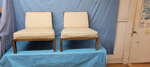 Pair of Vintage Baker Slipper Chairs By Michael Taylor Cover