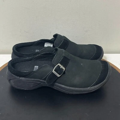 Mules sin cordones Merrell Encore con hebilla de cuero negro para mujer 9,5 QForm OrthoLite Foto 1 de 4