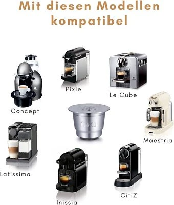 Wiederverwendbare Edelstahl Metall kapseln nachfüllbar für Nespresso 02B7301M  - Bild 1 von 4