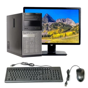 Dell Desktop Computer Tower Core i3 8GB 2TB HD 256GB SSD 19in LCD Windows 10 PC - Picture 1 of 13