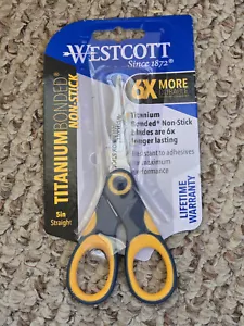 WESTCOTT 5 INCH STRAIGHT SCISSORS - DARK GRAY AND YELLOW HANDLES - 6 X STRONGER - Picture 1 of 1