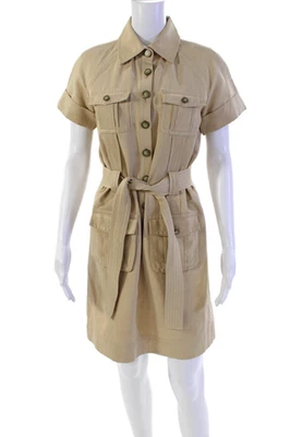Платье Diane Von Furstenberg женское хлопковое на пуговицах завязанное на талии бежевое размер 6 - Изображение 1 из 4