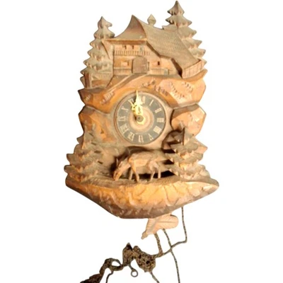Vintage Wooden Cuckoo Clock with Hunting Theme Design - Image 1 of 4