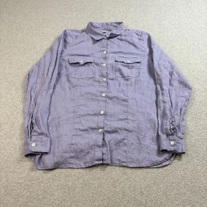 J Jill Love Linen Shirt Womens Small Purple Button Coastal Cottage Capsule Boho - Picture 1 of 9
