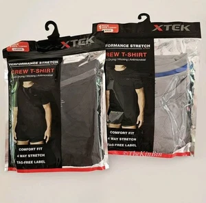XTEK Mens L Black/Gray SS Performance Crew Lot(2) NIP Dry Wick Stretch - Picture 1 of 9