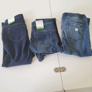 Justice Girls Jeans Denim Leggings Pants Lot Size XL 14 Lot Of 3 Bundle New - Picture 1 of 10